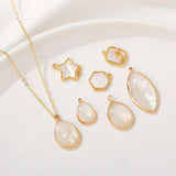 2Pcs Shell Charms, 14K Plated Brass Findings, DIY Geometry Pendant