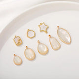 2Pcs Shell Charms, 14K Plated Brass Findings, DIY Geometry Pendant