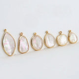 2Pcs Shell Charms, 14K Plated Brass Findings, DIY Geometry Pendant