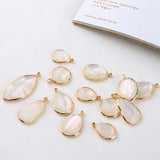 2Pcs Shell Charms, 14K Plated Brass Findings, DIY Geometry Pendant