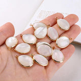2Pcs Shell Charms, 14K Plated Brass Findings, DIY Geometry Pendant