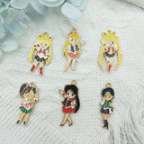 10pcs Anime Girl Charm Pendant DIY Accessories Making Charms