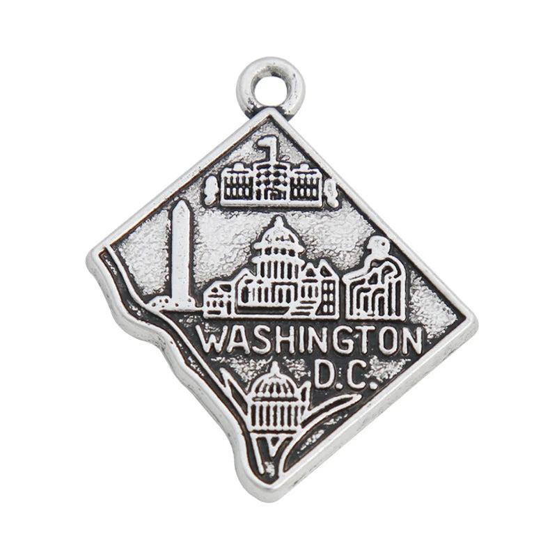Vintage Alloy Washington D.C. Map Charms 22*26mm 10pcs