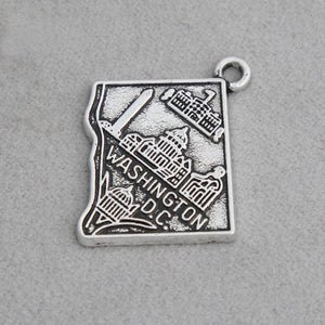 Vintage Alloy Washington D.C. Map Charms 22*26mm 10pcs