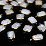 3pcs Freshwater Pearl Charms Pendants Square Shape Necklace Earring DIY