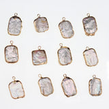 3pcs Freshwater Pearl Charms Pendants Square Shape Necklace Earring DIY