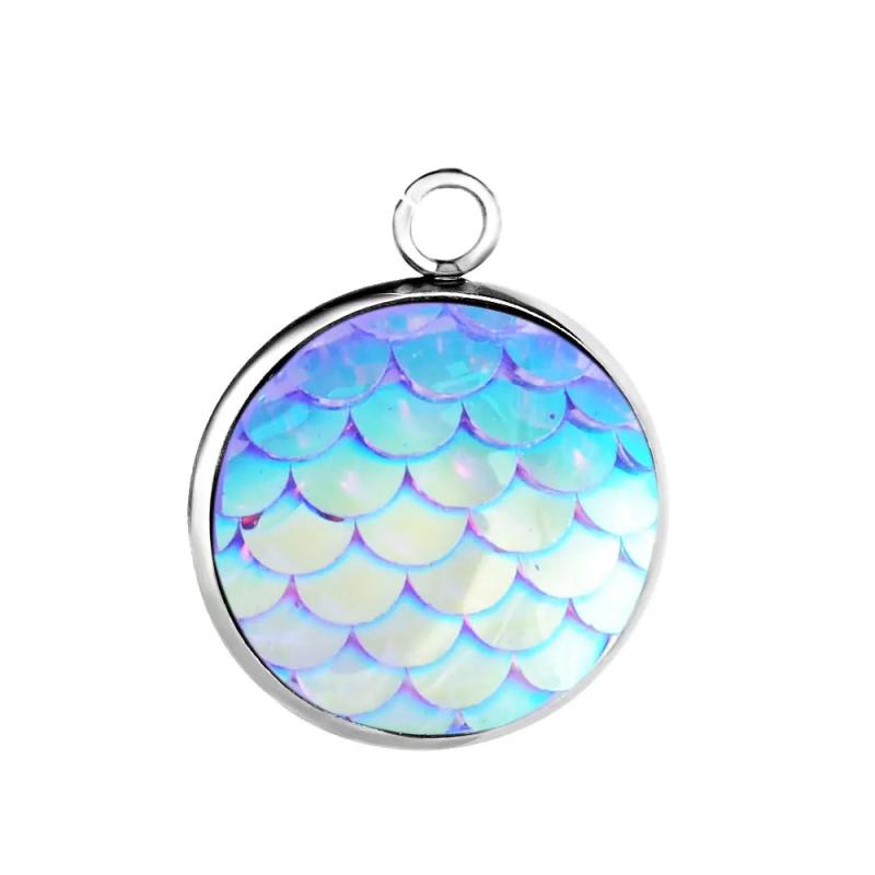 30pcs Stainless Steel Charms 12mm Mermaid Scale Pendant DIY Necklace