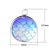 30pcs Stainless Steel Charms 12mm Mermaid Scale Pendant DIY Necklace