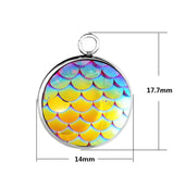 30pcs Stainless Steel Charms 12mm Mermaid Scale Pendant DIY Necklace