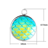 30pcs Stainless Steel Charms 12mm Mermaid Scale Pendant DIY Necklace