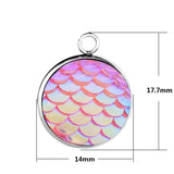 30pcs Stainless Steel Charms 12mm Mermaid Scale Pendant DIY Necklace