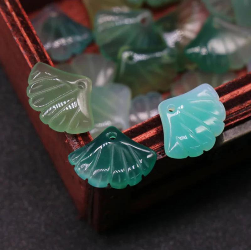 Natural Stone Ginkgo Leaves Charms Pendant for DIY Jewelry