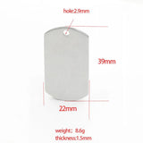 2Pcs Stainless Steel Rectangle Stamping Blank Plates Charms Metal Tag