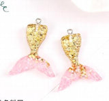 10pcs Colorful Fish Mermaid Tail Resin Pendant Diy Earrings Necklace Charms