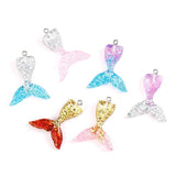 10pcs Colorful Fish Mermaid Tail Resin Pendant Diy Earrings Necklace Charms