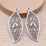 10pcs Antique Silver Leaf Charms 43x17mm for Jewelry Making