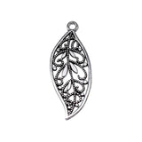 10pcs Antique Silver Leaf Charms 43x17mm for Jewelry Making