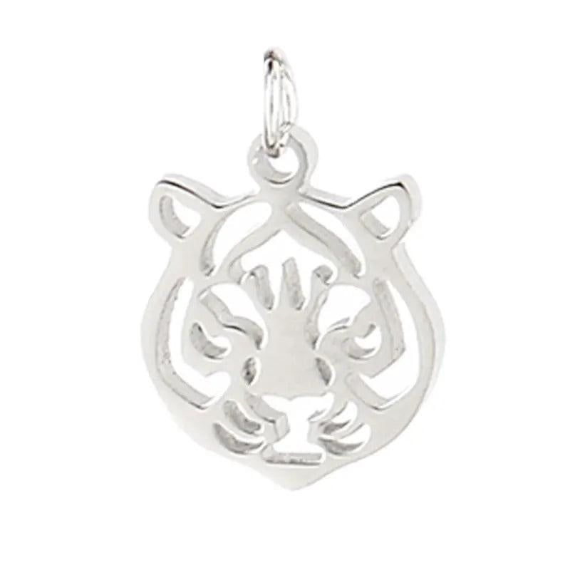 5pcs Stainless Steel Wolf Charms for Animal Jewelry Making