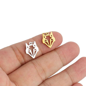 5pcs Stainless Steel Wolf Charms for Animal Jewelry Making