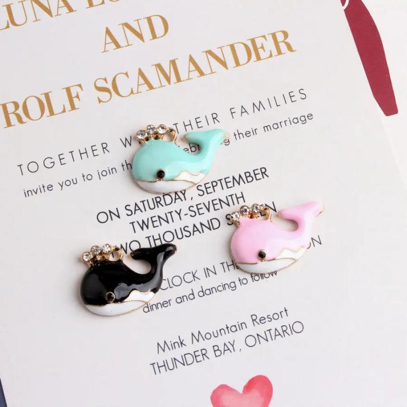 10pcs Ocean Whale Enamel Charms Pendant for Necklace DIY Jewelry Accessories