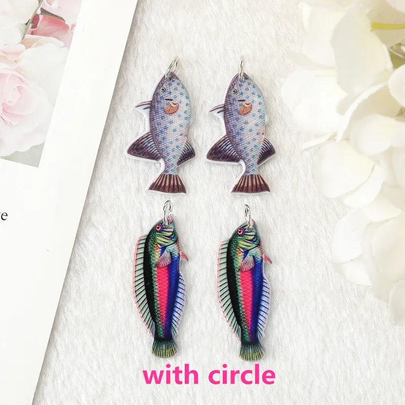 10Pcs Fish Charms Acrylic Earring Pendant DIY Making Accessories