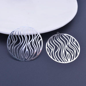 6pcs Yellow Filigree Round Charms for DIY Jewelry Making