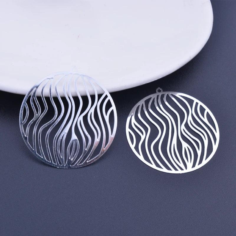 6pcs Yellow Filigree Round Charms for DIY Jewelry Making