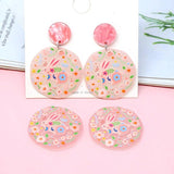 10pcs Irregular Pink Rabbit Acrylic Earring Charms for DIY Jewelry Making