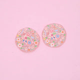 10pcs Irregular Pink Rabbit Acrylic Earring Charms for DIY Jewelry Making