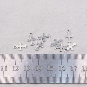 50pcs StainlessSteel Mini Cross Dangling Charms DIY Anklets Earrings Bracelets