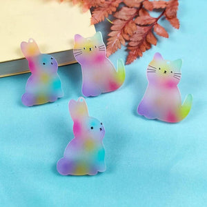 10pcs Gradient Animal Printed Charm Pendant for DIY Jewelry Making