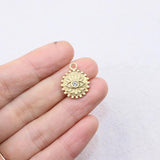 5pcs 15mm Devil Eye Coin Charms Pendant DIY Necklace Earrings 2 Colors