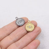 5pcs 15mm Devil Eye Coin Charms Pendant DIY Necklace Earrings 2 Colors