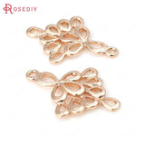 6PCS High Champagne Plated Brass Flower Connect Charms Pendants
