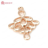 6PCS High Champagne Plated Brass Flower Connect Charms Pendants