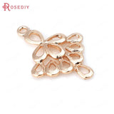 6PCS High Champagne Plated Brass Flower Connect Charms Pendants