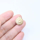 5pcs 15mm Round Palm Tree Charms Pendant Stainless Steel DIY Jewelry Making