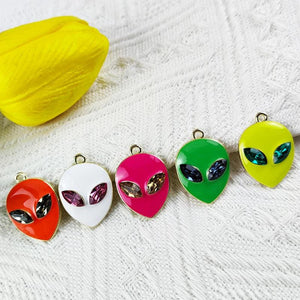 10pcs Gem Eyes Alien Enamel Charms Drop Oil Alloy Pendants