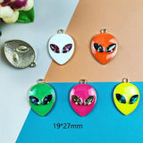 10pcs Gem Eyes Alien Enamel Charms Drop Oil Alloy Pendants