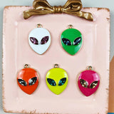 10pcs Gem Eyes Alien Enamel Charms Drop Oil Alloy Pendants