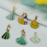 10pcs Princess Girl Enamel Charms for DIY Jewelry Making