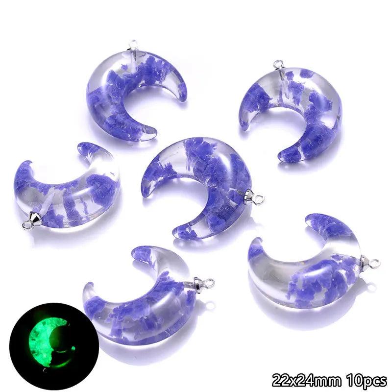 10Pcs Transparent Moon Glowing Colorful Sky Charms for Jewelry Making