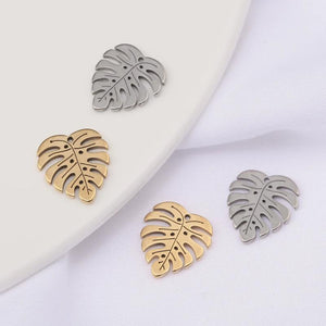 10Pcs Monstera Leaf Charms Stainless Steel Pendant for DIY Jewelry Making