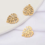 10Pcs Monstera Leaf Charms Stainless Steel Pendant for DIY Jewelry Making
