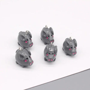 10pcs 3D Small Wild Boar Resin Earring Charms Funny Piggy Pet Pendants