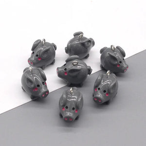 10pcs 3D Small Wild Boar Resin Earring Charms Funny Piggy Pet Pendants