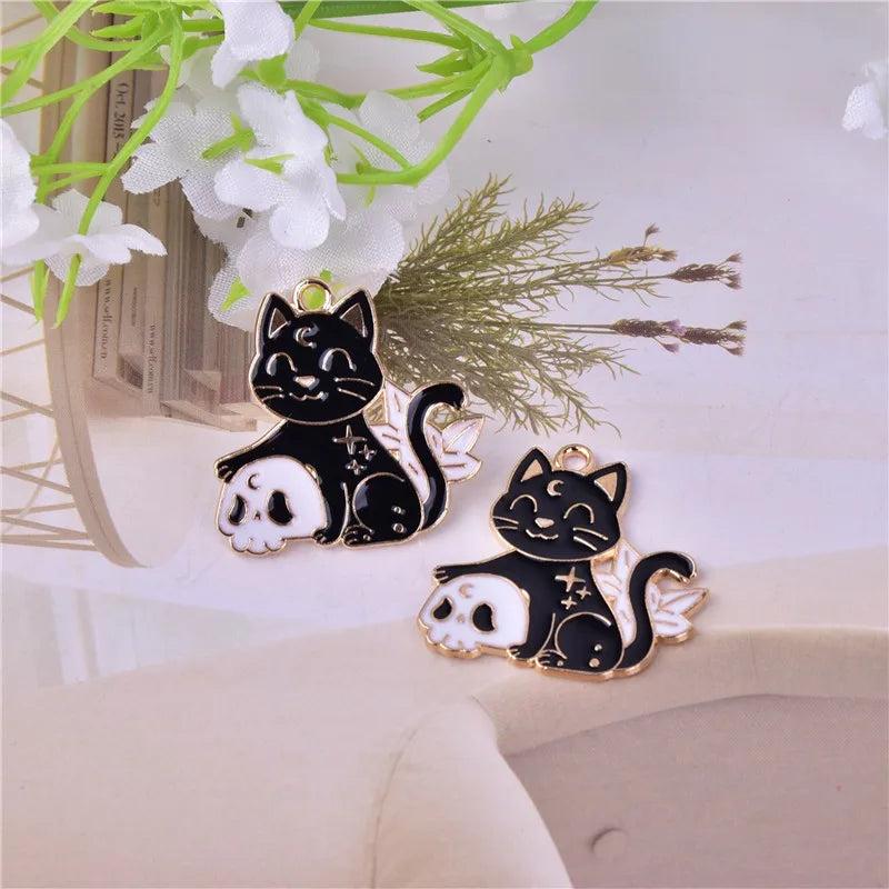 10pcs DIY Drip Oil Alloy Cat Snake Enamel Charms for Jewelry Making