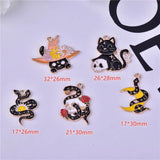 10pcs DIY Drip Oil Alloy Cat Snake Enamel Charms for Jewelry Making