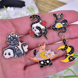 10pcs DIY Drip Oil Alloy Cat Snake Enamel Charms for Jewelry Making