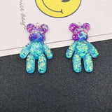 10pcs Colorful Bear Glitter Resin Charm Pendant for DIY Necklace
